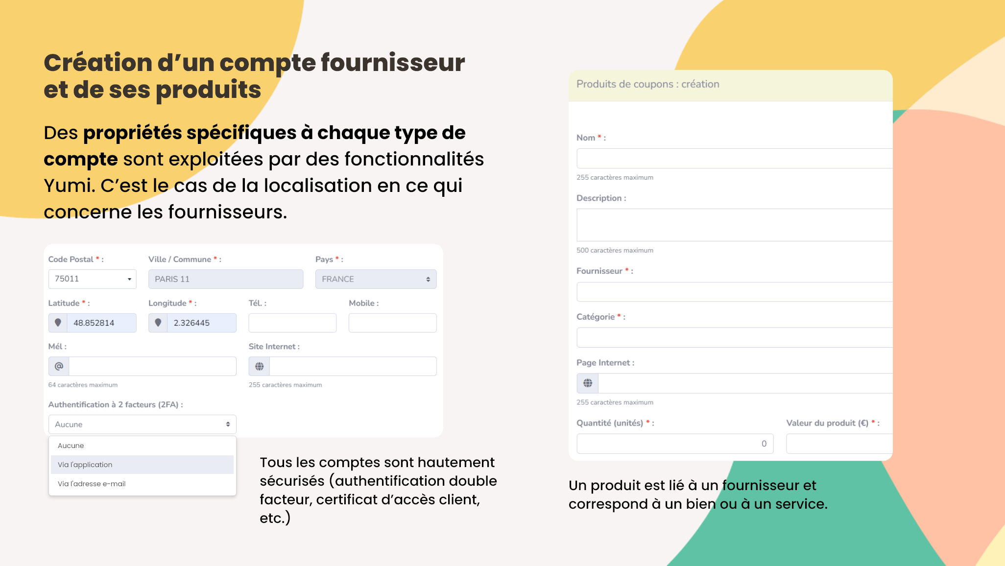 Création de comptes fournisseurs et de produits