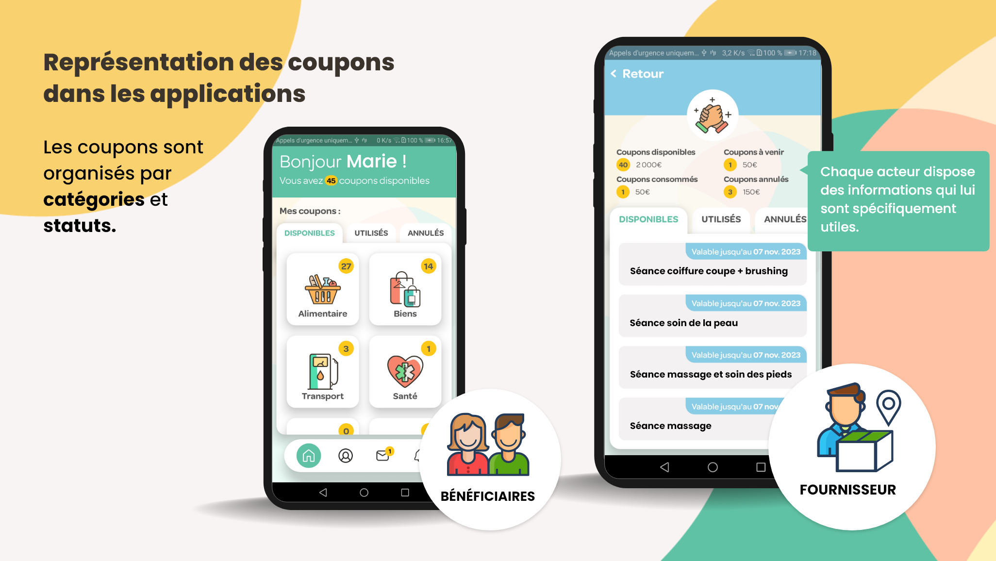 Les coupons dans l'application